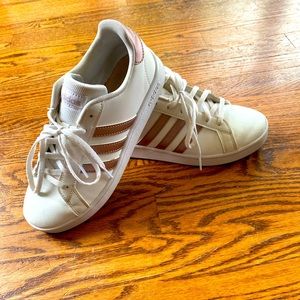 Adidas white and light pink sneakers